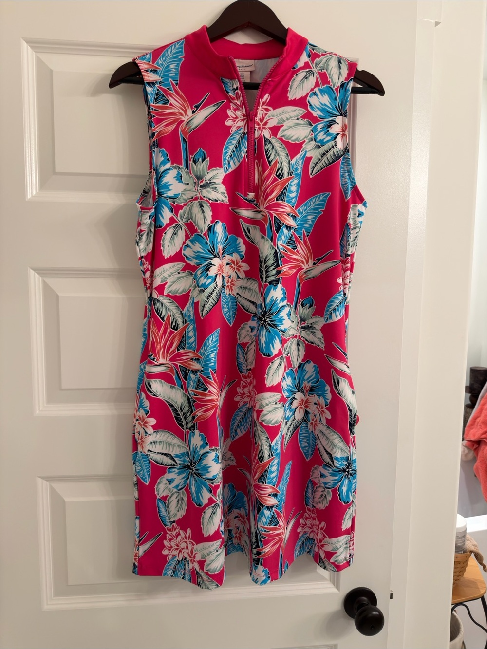 Tommy Bahama Pink & Coral Zip-Front Golf dress